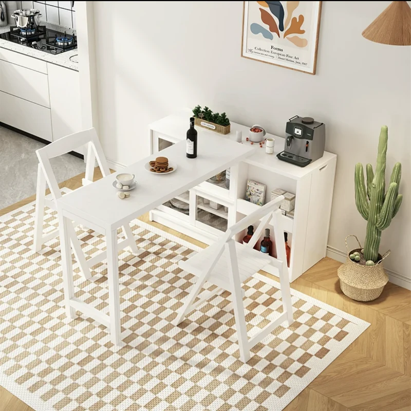 Klapp- und erweiterbarer Multifunktions-Esstisch mit verstecktem Aufbewahrungs-Design-Schrank