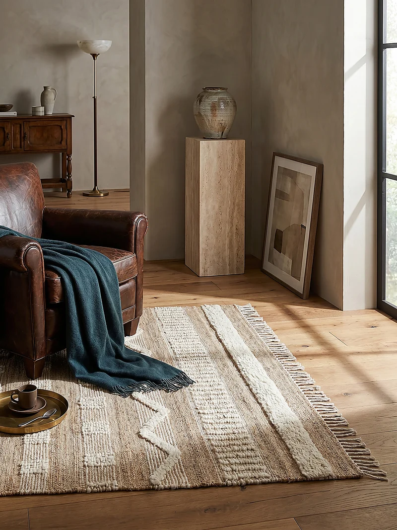 Teppich Hoch-Tief Struktur Gestreift, Ethno-Stil, mit Fransen wendbar, Esszimmer