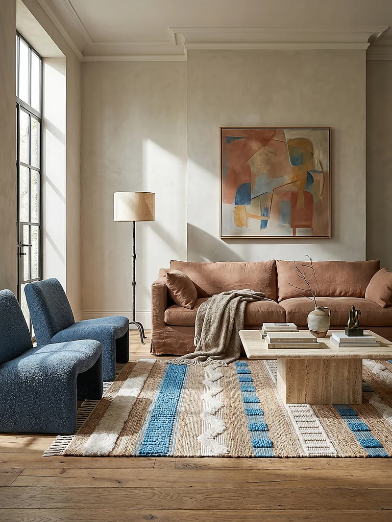 Teppich Hoch-Tief Struktur Gestreift, Ethno-Stil, mit Fransen wendbar, Esszimmer