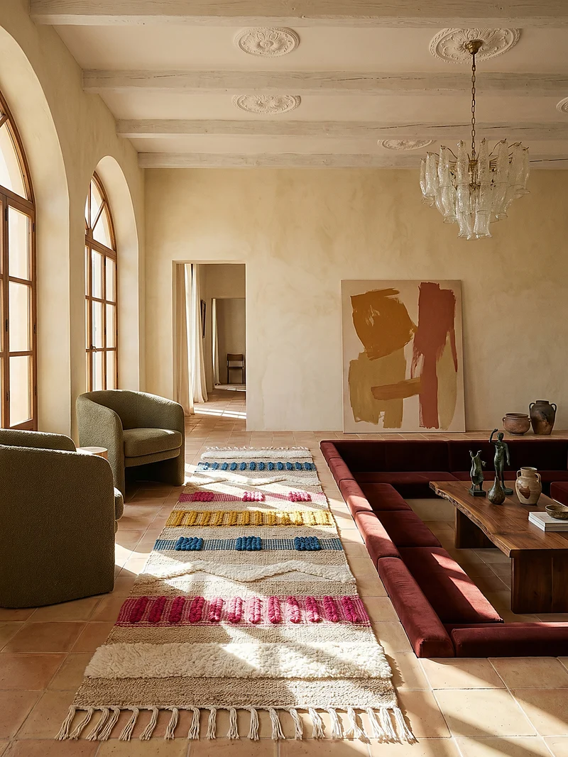 Teppich Hoch-Tief Struktur Gestreift, Ethno-Stil, mit Fransen wendbar, Esszimmer