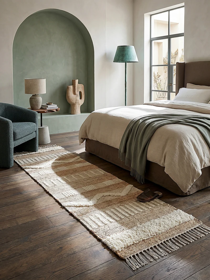 Teppich Hoch-Tief Struktur Gestreift, Ethno-Stil, mit Fransen wendbar, Esszimmer