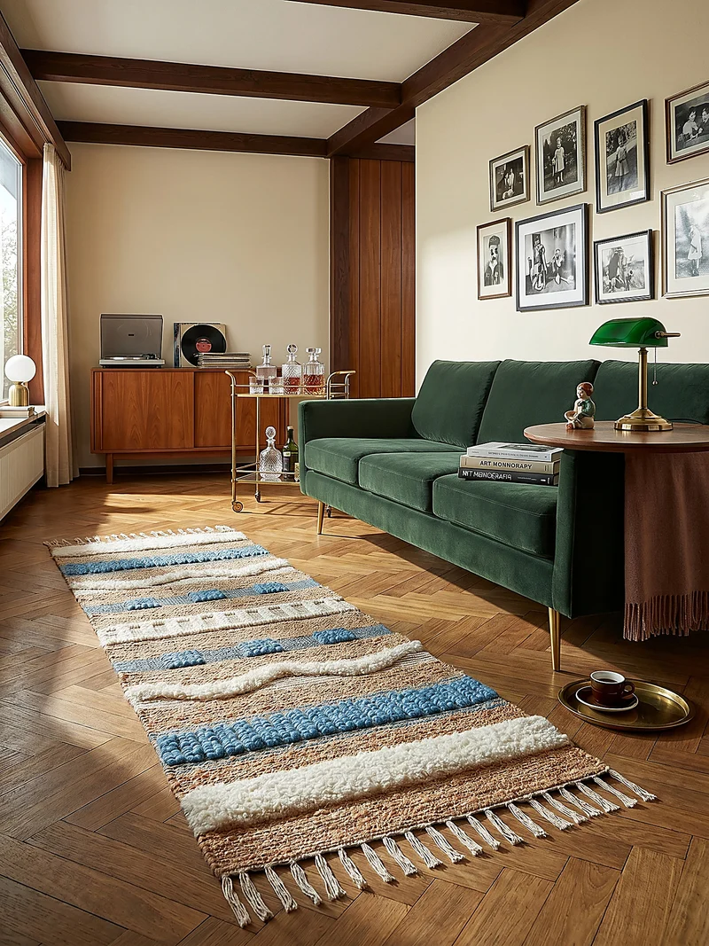 Teppich Hoch-Tief Struktur Gestreift, Ethno-Stil, mit Fransen wendbar, Esszimmer