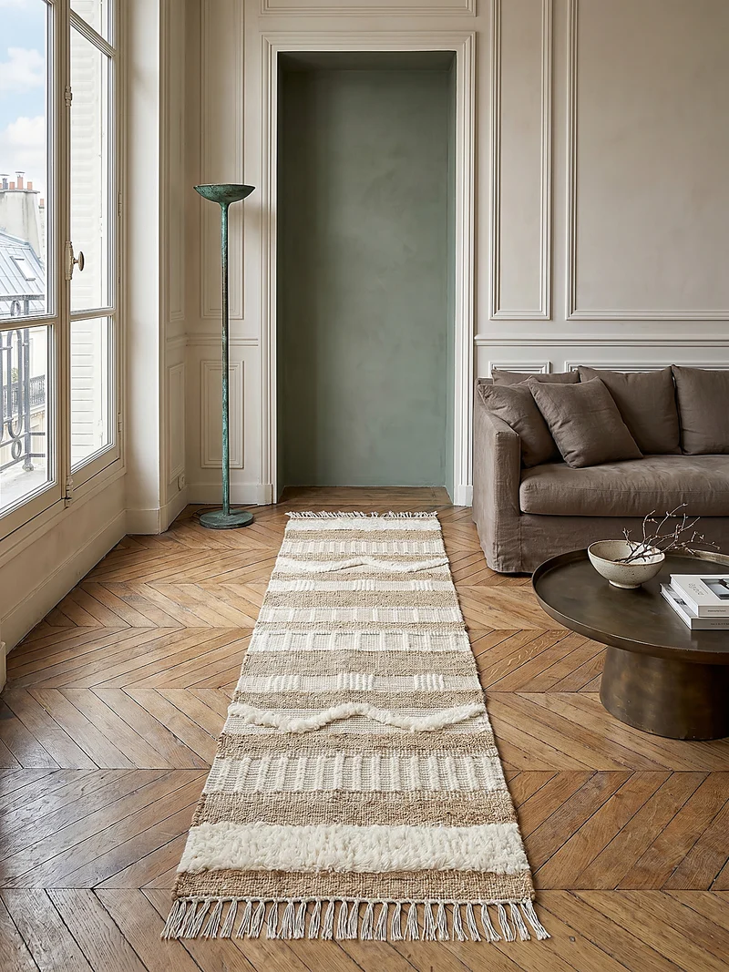 Teppich Hoch-Tief Struktur Gestreift, Ethno-Stil, mit Fransen wendbar, Esszimmer