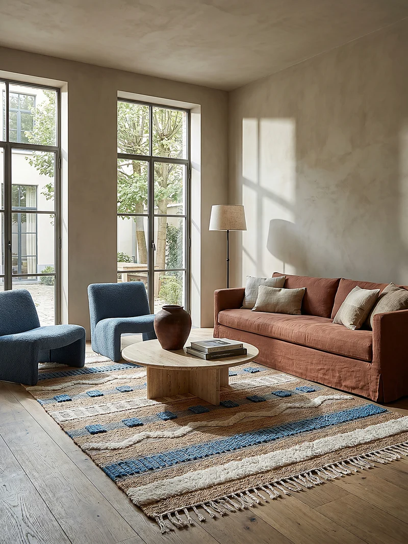 Teppich Hoch-Tief Struktur Gestreift, Ethno-Stil, mit Fransen wendbar, Esszimmer