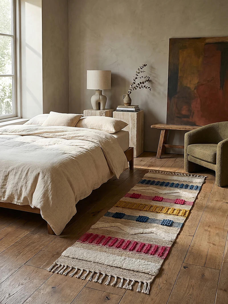 Teppich Hoch-Tief Struktur Gestreift, Ethno-Stil, mit Fransen wendbar, Esszimmer