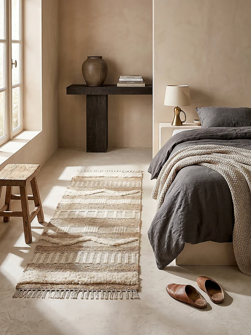 Teppich Hoch-Tief Struktur Gestreift, Ethno-Stil, mit Fransen wendbar, Esszimmer