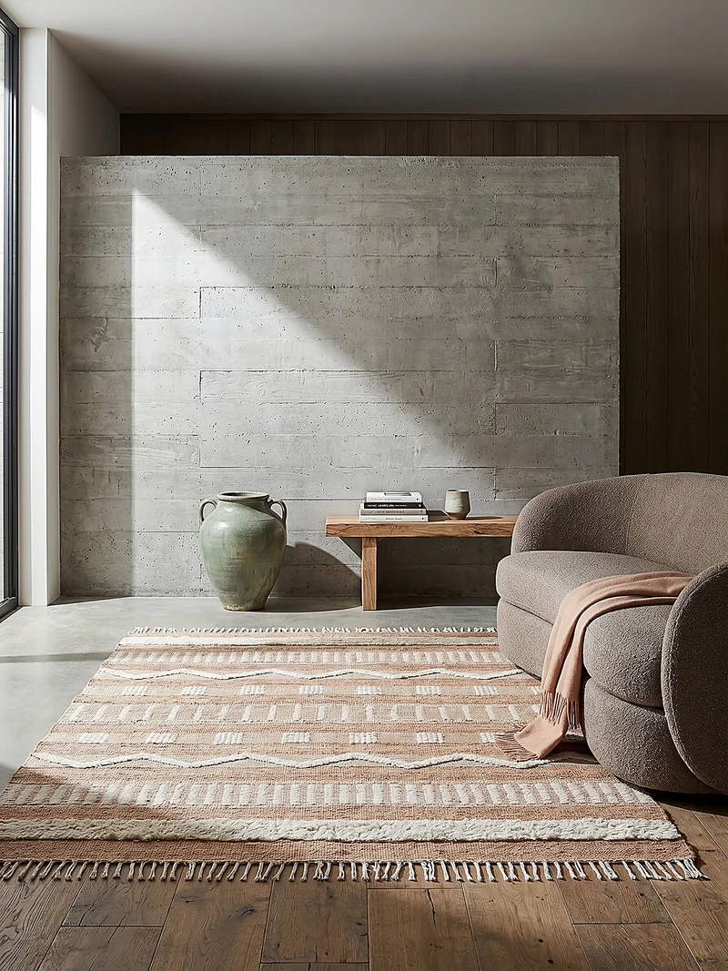 Teppich Hoch-Tief Struktur Gestreift, Ethno-Stil, mit Fransen wendbar, Esszimmer