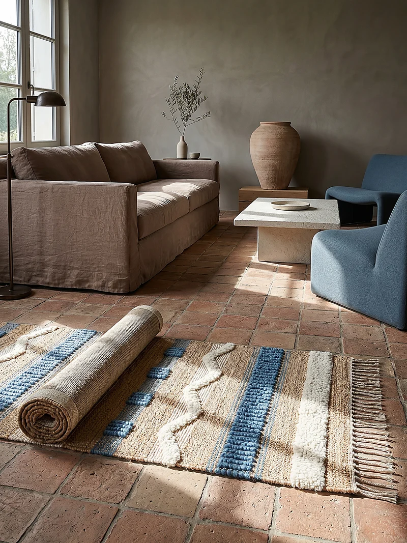 Teppich Hoch-Tief Struktur Gestreift, Ethno-Stil, mit Fransen wendbar, Esszimmer