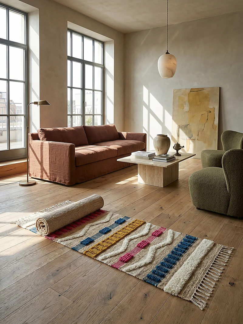Teppich Hoch-Tief Struktur Gestreift, Ethno-Stil, mit Fransen wendbar, Esszimmer