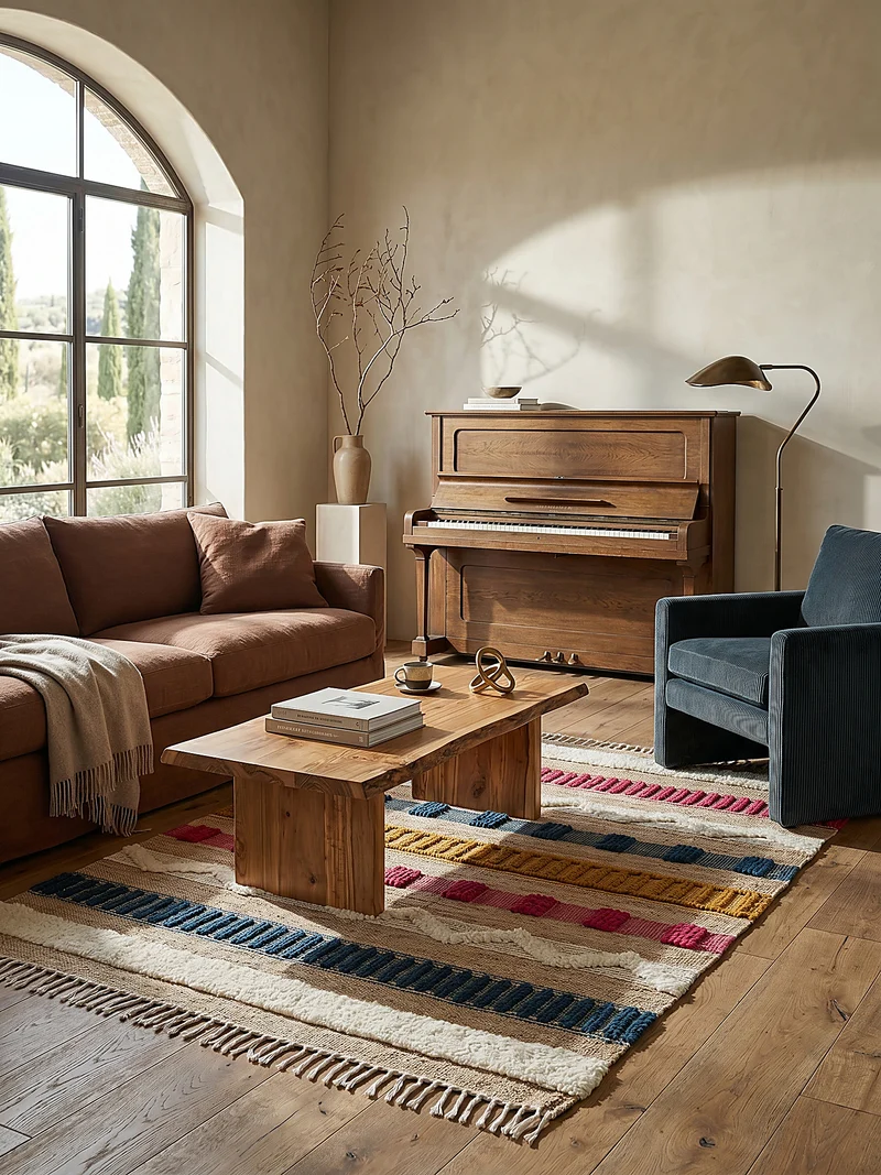 Teppich Hoch-Tief Struktur Gestreift, Ethno-Stil, mit Fransen wendbar, Esszimmer