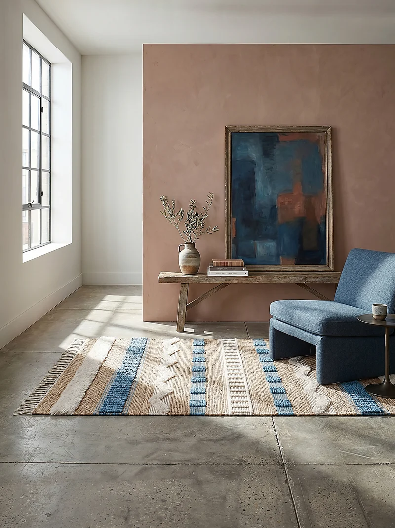 Teppich Hoch-Tief Struktur Gestreift, Ethno-Stil, mit Fransen wendbar, Esszimmer