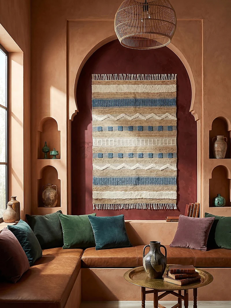 Teppich Hoch-Tief Struktur Gestreift, Ethno-Stil, mit Fransen wendbar, Esszimmer