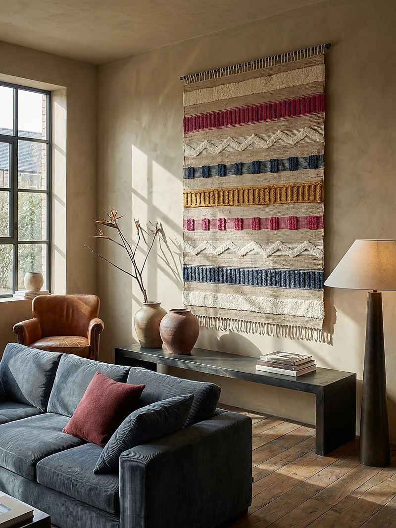 Teppich Hoch-Tief Struktur Gestreift, Ethno-Stil, mit Fransen wendbar, Esszimmer