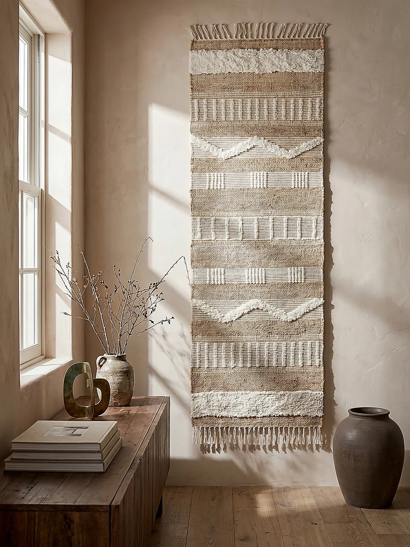 Teppich Hoch-Tief Struktur Gestreift, Ethno-Stil, mit Fransen wendbar, Esszimmer