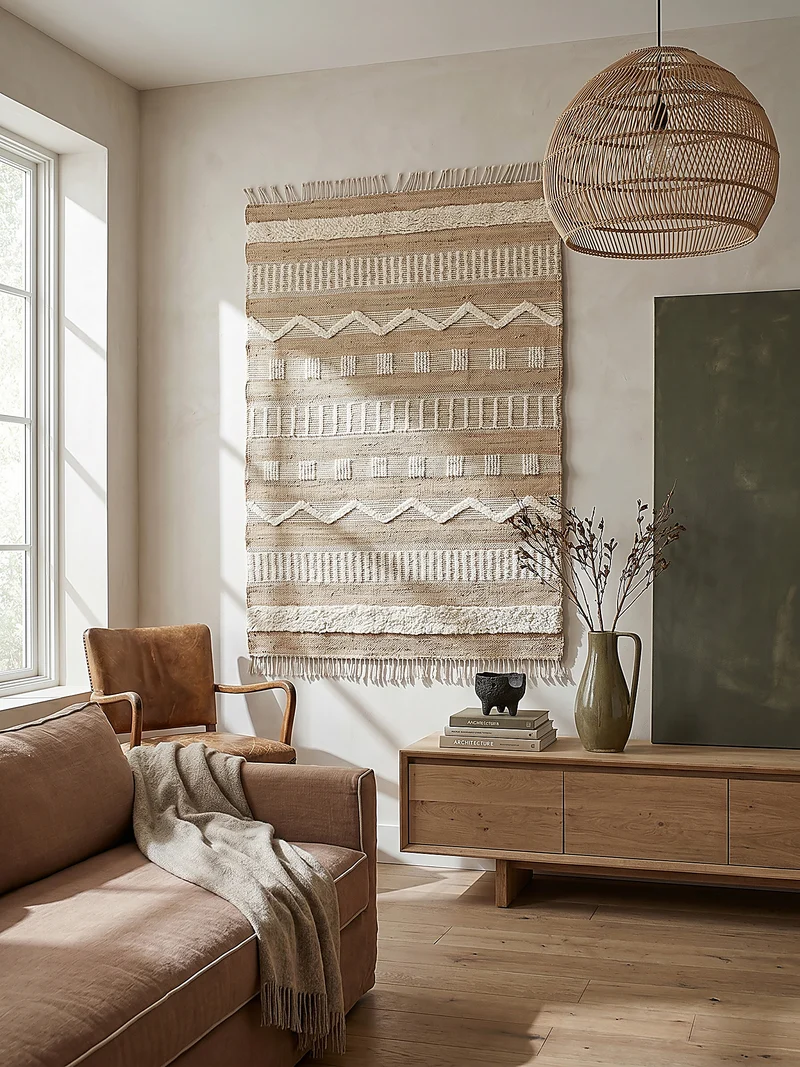 Teppich Hoch-Tief Struktur Gestreift, Ethno-Stil, mit Fransen wendbar, Esszimmer