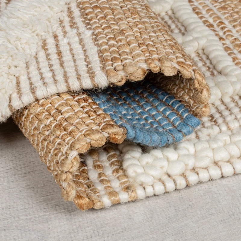 Teppich Hoch-Tief Struktur Gestreift, Ethno-Stil, mit Fransen wendbar, Esszimmer