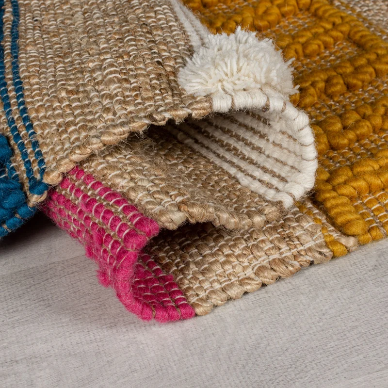 Teppich Hoch-Tief Struktur Gestreift, Ethno-Stil, mit Fransen wendbar, Esszimmer