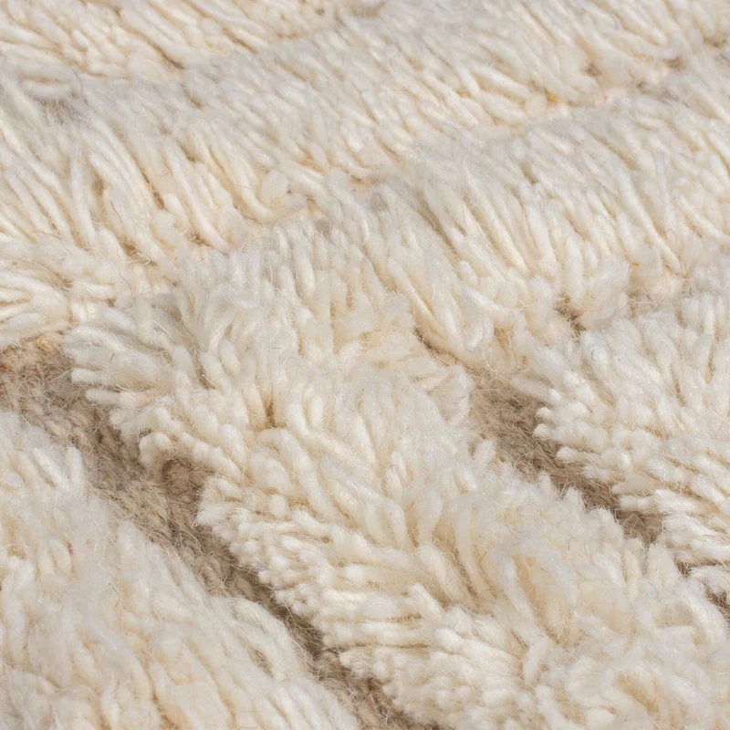 Wollteppich, Hoch-Tief Struktur Geometrisch, mit Fransen, Wohnzimmer
