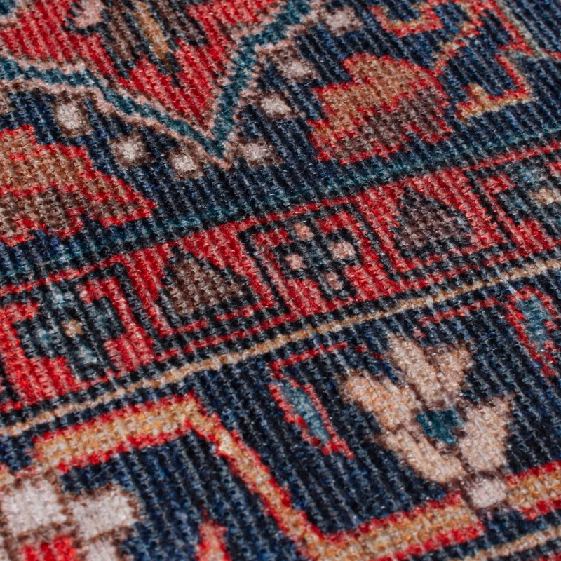 Waschbarer Flachgewebe-Teppich · Medaillon Rot