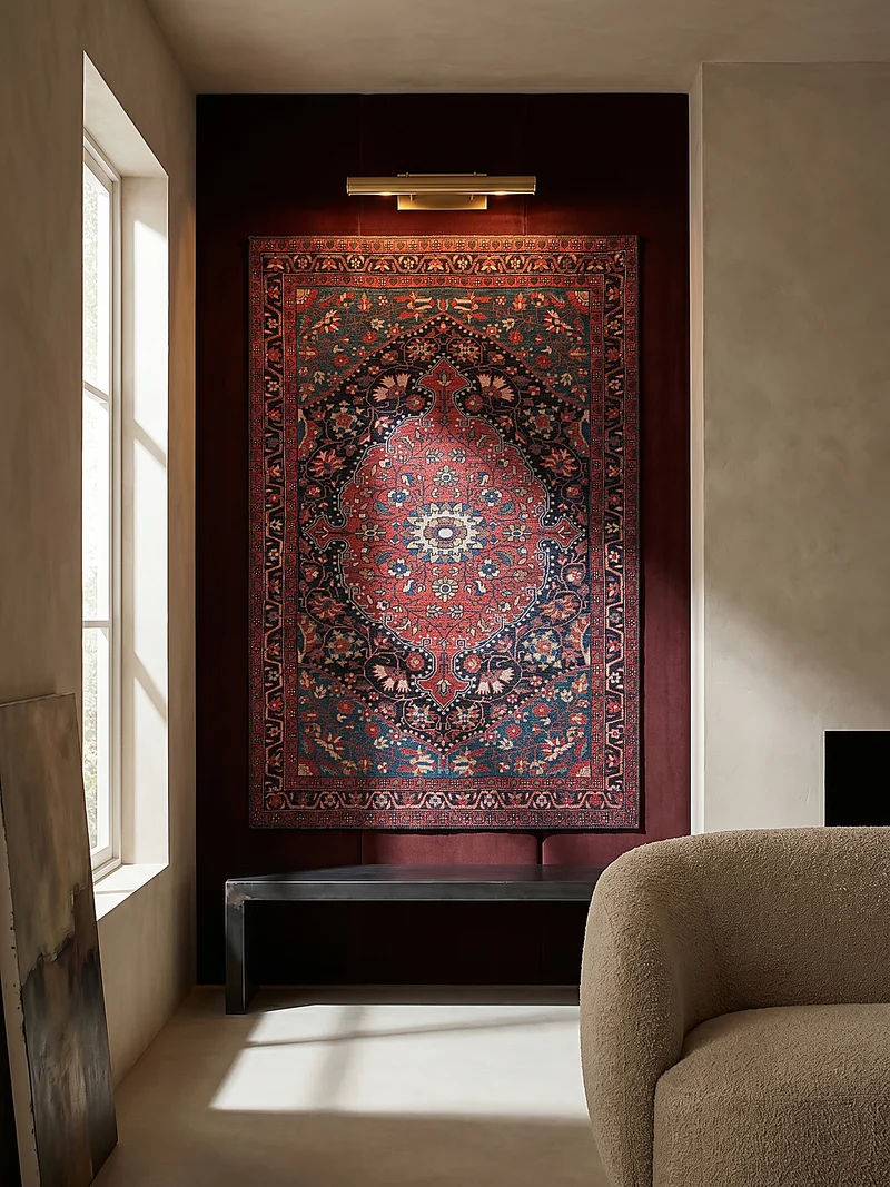 Waschbarer Flachgewebe-Teppich · Medaillon Rot