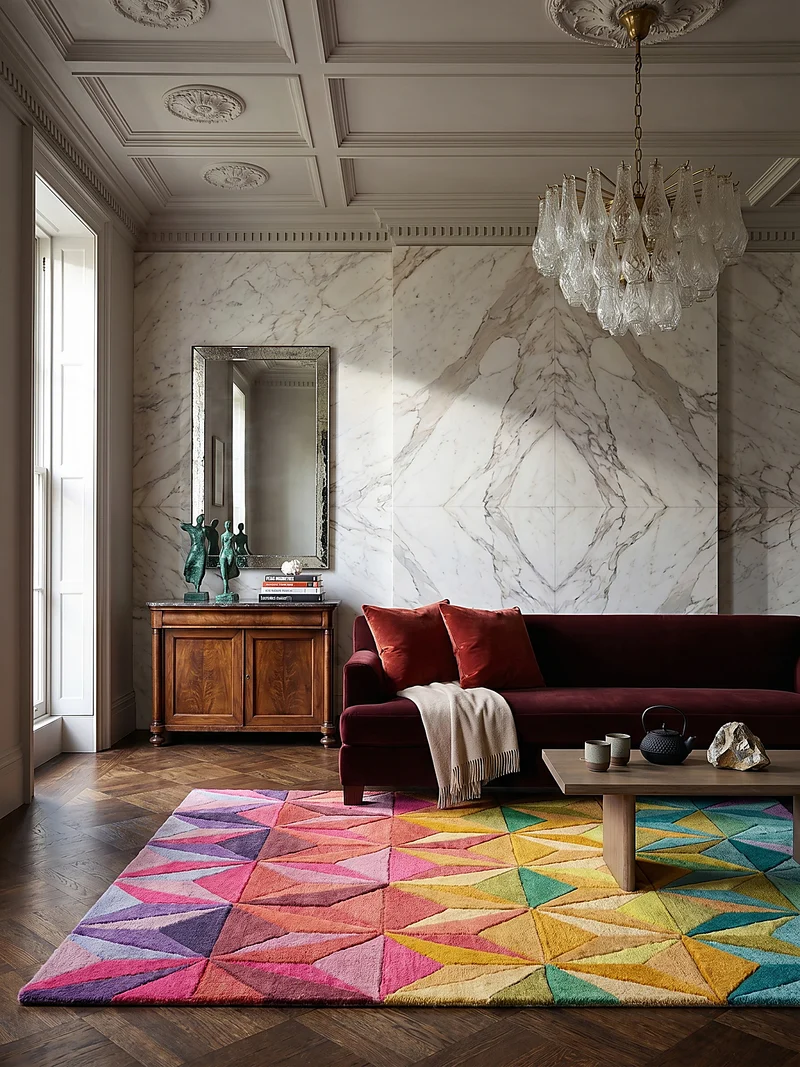 Wollteppich 3D Geometrisch, Wohnzimmer