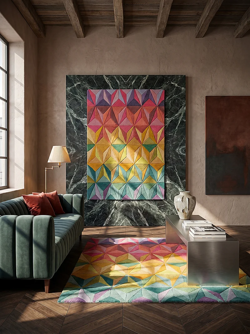 Wollteppich 3D Geometrisch, Wohnzimmer