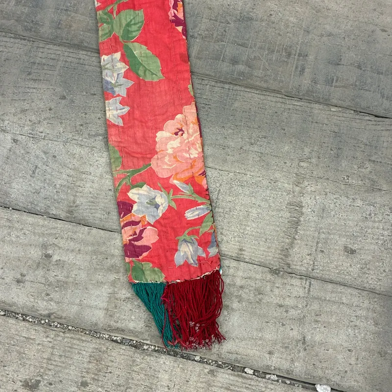 Orientalisches Zierband Kelim Wandbehang Nomaden Stoffband Rot Blumen Borde Gebraucht