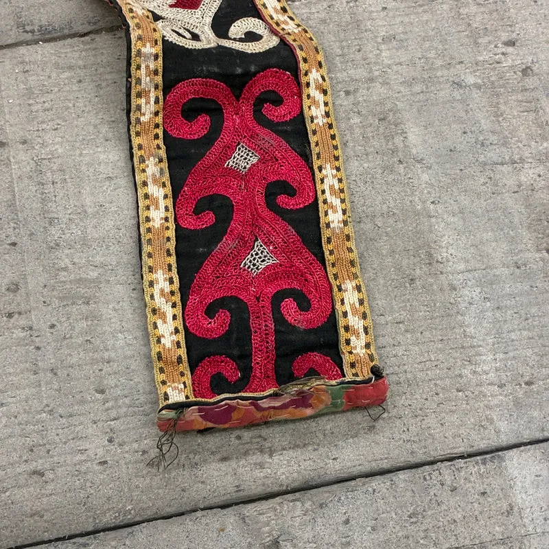 Orientalisches Zierband Kelim Wandbehang Nomaden Stoffband Rot Blumen Borde Gebraucht
