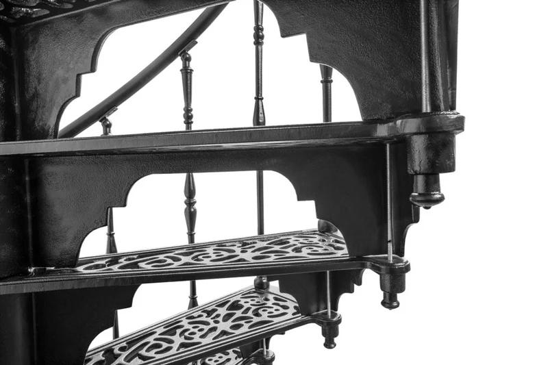Casa Padrino Gusseisen Wendeltreppe Schwarz Ø 133 x H. 304 cm - Rustikale Spiraltreppe mit 15 Stufen - Massive Gusseisen Treppe
