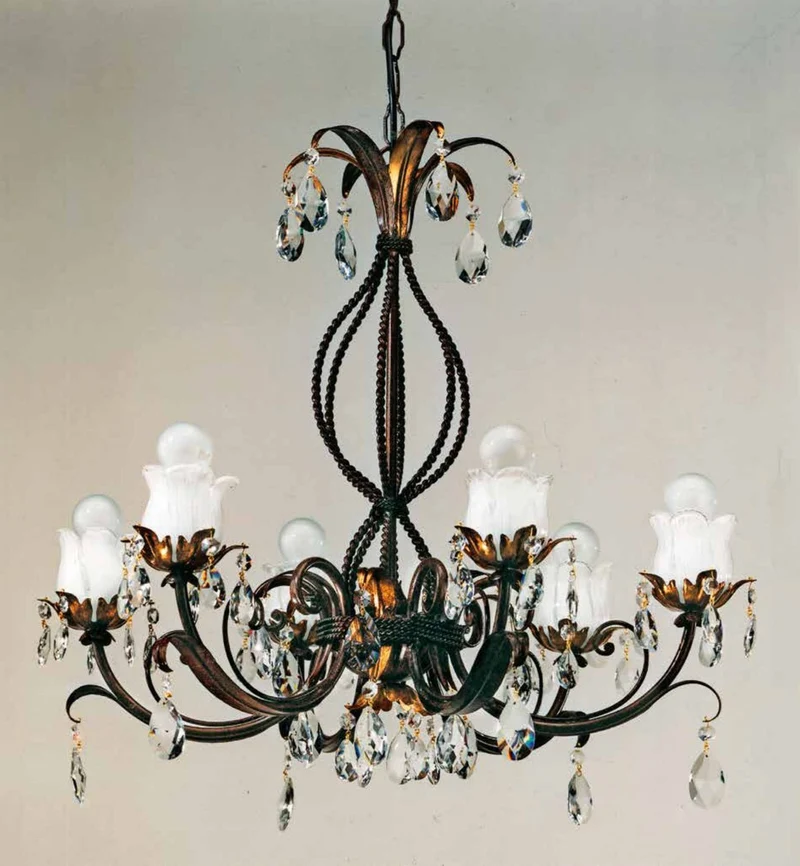 Casa Padrino Barock Kronleuchter Ø 60 x H. 58 cm 6-flammig - Handgefertigte Leuchte aus Italien - Barock Leuchten