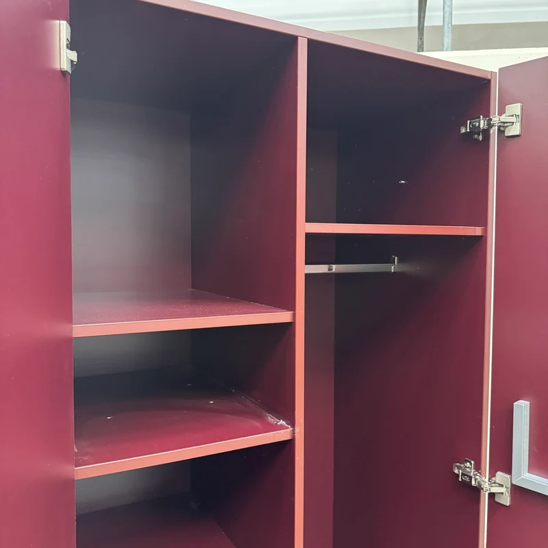 Kleiderschrank Rot R 2-türig Garderobenschrank Bordeauxrot Schrank Gebraucht