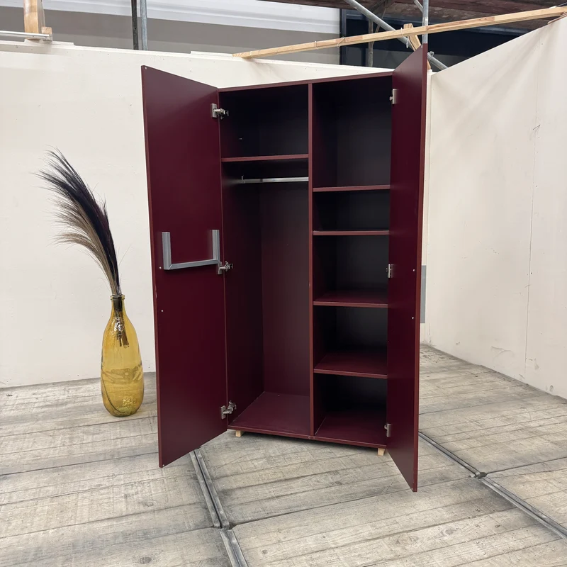 Kleiderschrank Rot L 2-türig Garderobenschrank Bordeauxrot Schrank Gebraucht
