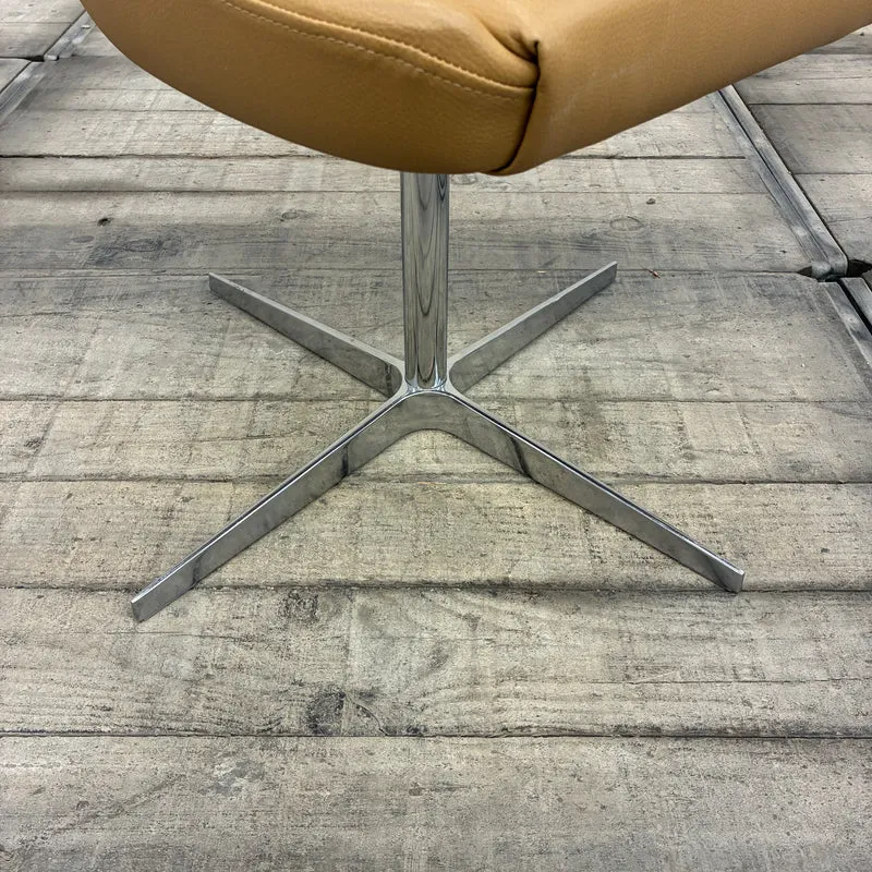 Drehstuhl Beige 4-Stern-Fußkreuz Ocker Kunstleder Stuhl Gebraucht