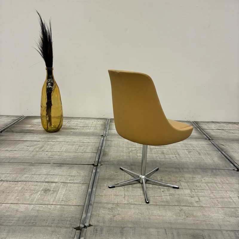 Drehstuhl Beige 5-Stern-Fußkreuz Ocker Kunstleder Stuhl Gebraucht