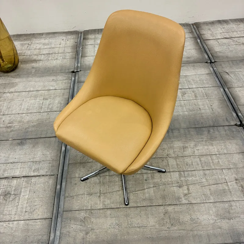 Drehstuhl Beige 5-Stern-Fußkreuz Ocker Kunstleder Stuhl Gebraucht