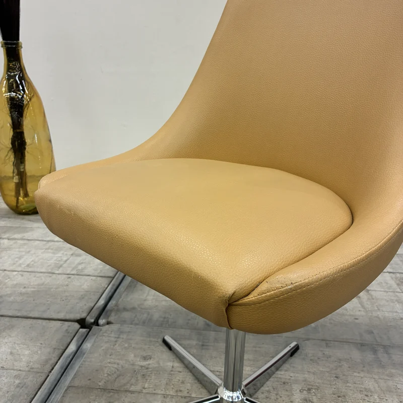 Drehstuhl Beige 5-Stern-Fußkreuz Ocker Kunstleder Stuhl Gebraucht