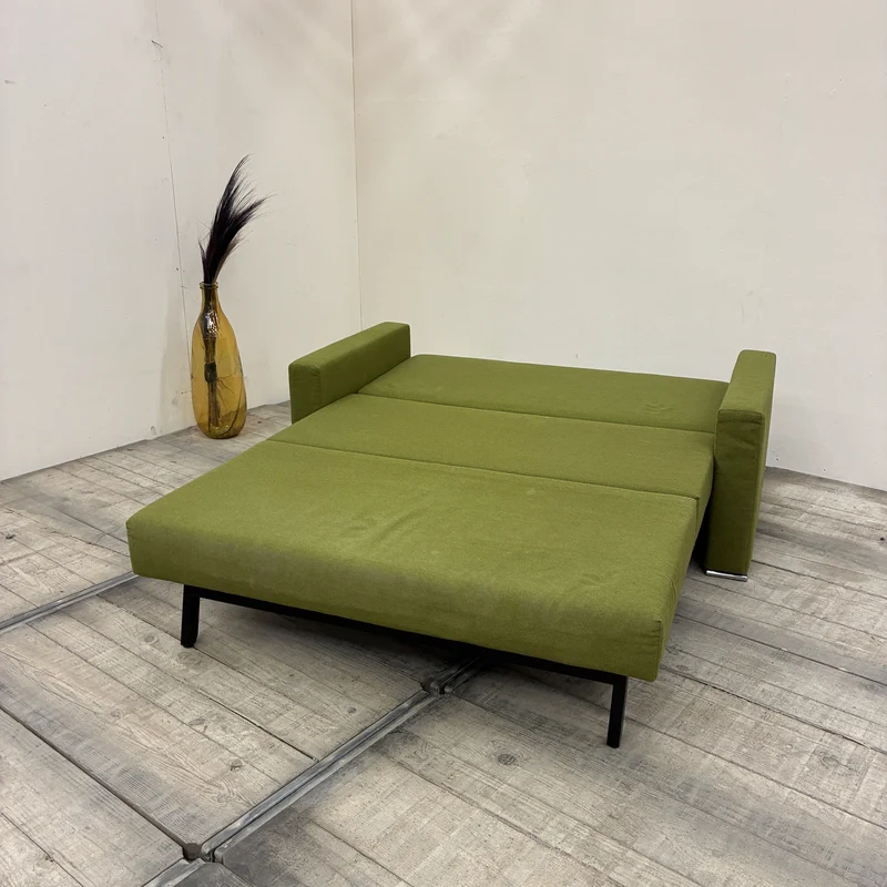 Sofa Schlafsofa 2-Sitzer Ausziehsofa Stoff Grün Schlafcouch Sofa couch Gebraucht