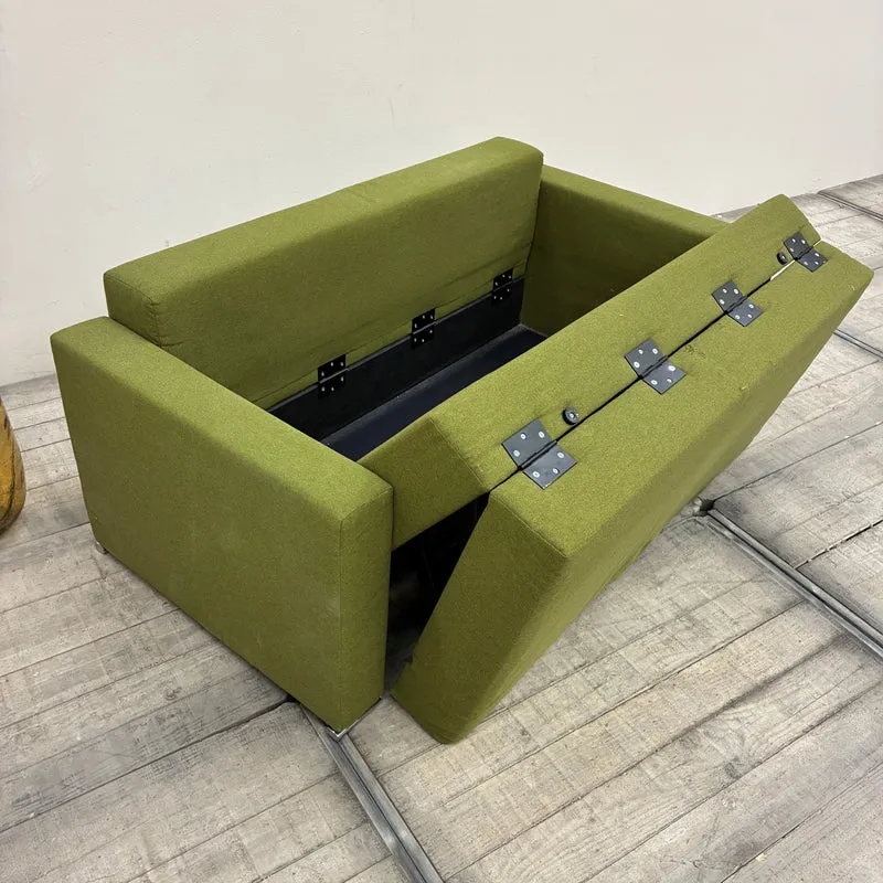 Sofa Schlafsofa 2-Sitzer Ausziehsofa Stoff Grün Schlafcouch Sofa couch Gebraucht