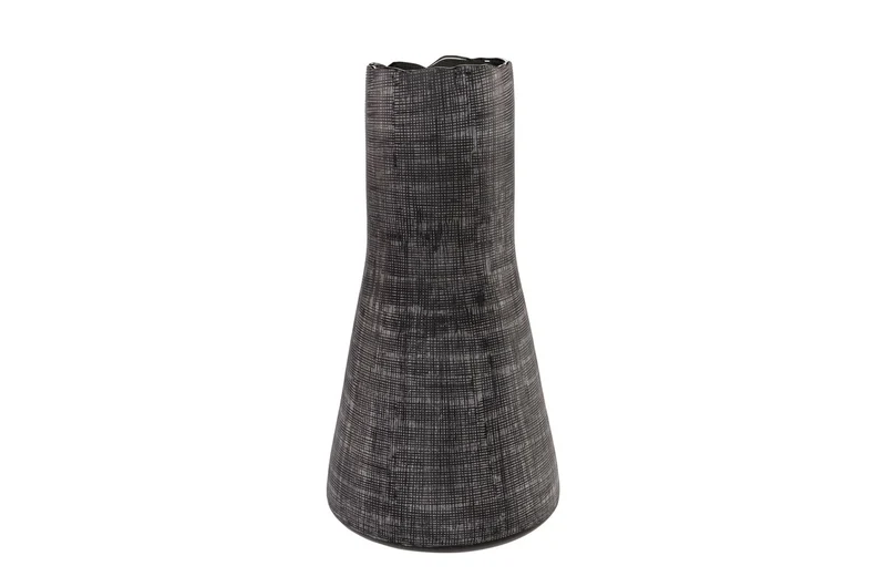 Casa Padrino Luxus Vase Grau Ø 26,5 x H. 53 cm - Hohe Deko Vase aus massivem Farbglas in dunklem Grau - Luxus Deko Accessoires