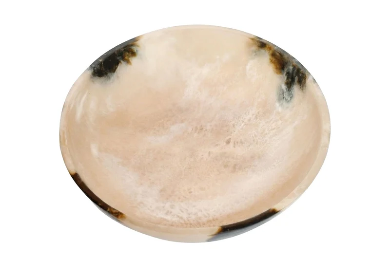 Casa Padrino Luxus Schale Schwarz / Cremeweiß Ø 30 x H. 8 cm - Flache runde Deko Schale aus Kunstharz in transparenter Optik - Luxus Deko Accessoires