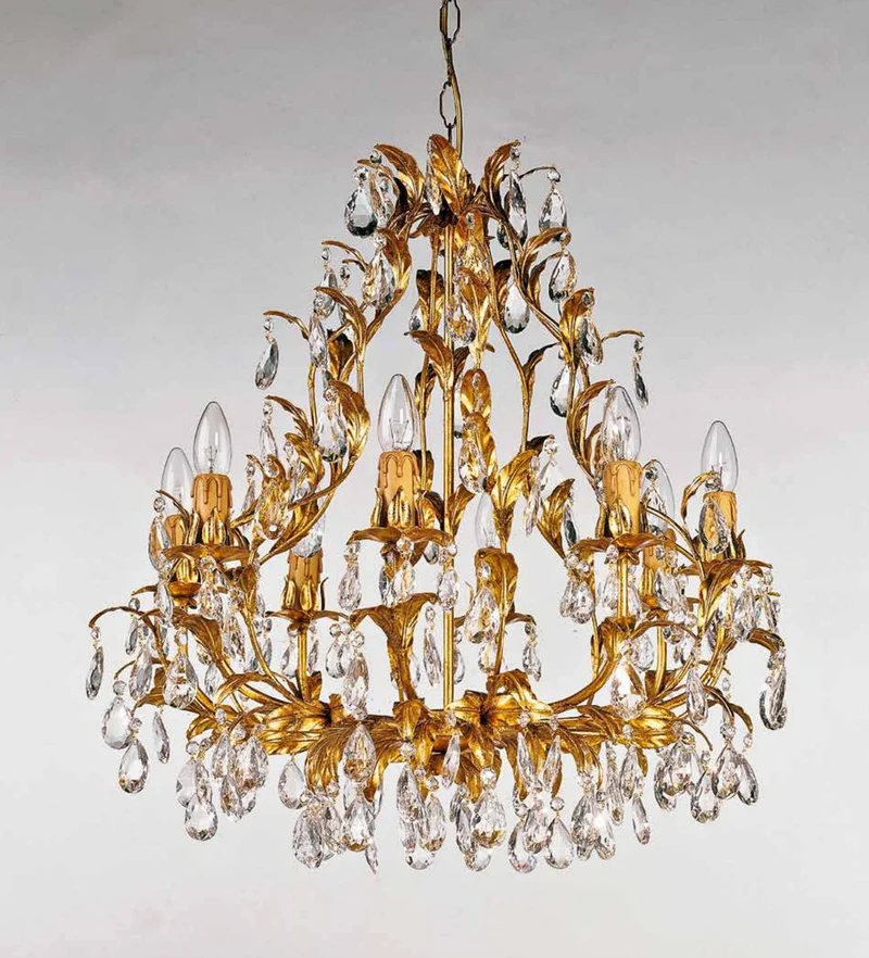 Casa Padrino Barock Kronleuchter Gold Ø 70 x H. 68 cm 8-flammig - Handgefertigte Leuchte aus Italien - Barock Leuchten