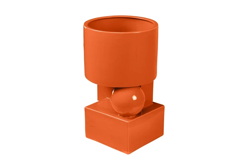 Casa Padrino Luxus Pflanzgefäß Orange 28 x 25 x H. 43,5 cm - Hohes Steingut Pflanzgefäß im Carrot Finish - Luxus Deko Accessoires