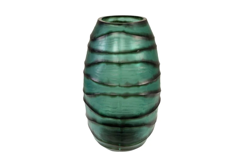Casa Padrino Luxus Kerzenhalter Türkis / Grau 34 x 22,5 x H. 34 cm - Großes Windlicht aus massivem Farbglas in Aqua und Grau, auch als Vase verwendbar - Luxus Deko Accessoires