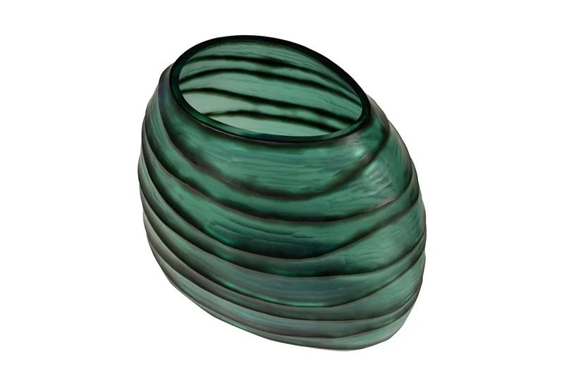 Casa Padrino Luxus Kerzenhalter Türkis / Grau 34 x 22,5 x H. 34 cm - Großes Windlicht aus massivem Farbglas in Aqua und Grau, auch als Vase verwendbar - Luxus Deko Accessoires
