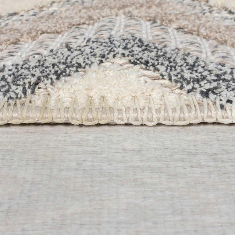 Flachgewebe-Teppich Rautenstruktur · waschbar · 4 mm niedriges Profil