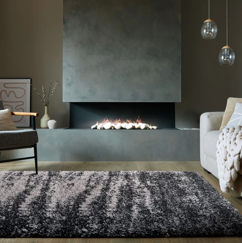 Hochflor Teppich Ombre Muster, Abstrakt, Schlafzimmer schmutzabweisend
