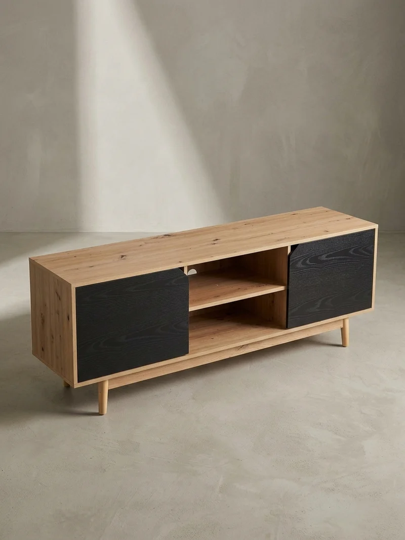 TV-Lowboard mit Eiche-Dekor, 2 Türen, modern