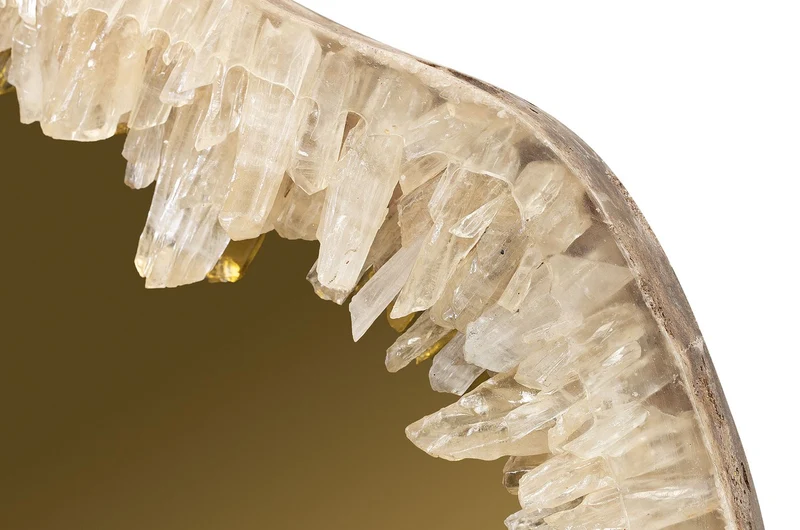 Casa Padrino Luxus Wandspiegel Gold 72 x 5 x H. 85 cm - Wandspiegel mit Rahmen aus natürlichem Quarz und goldfarben getöntem Spiegelglas - Luxus Deko Accessoires