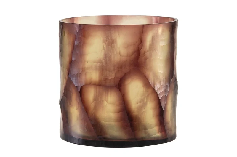 Casa Padrino Luxus Kerzenhalter Lila Ø 17,5 x H. 15,5 cm - Windlicht aus massivem Farbglas in Lila und Klar, auch als Vase verwendbar - Luxus Deko Accessoires