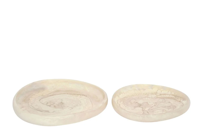 Casa Padrino Luxus Tablett 2er Set Cremeweiß - 2 dekorative Tabletts aus Kunstharz in transparenter Optik - Luxus Deko Accessoires